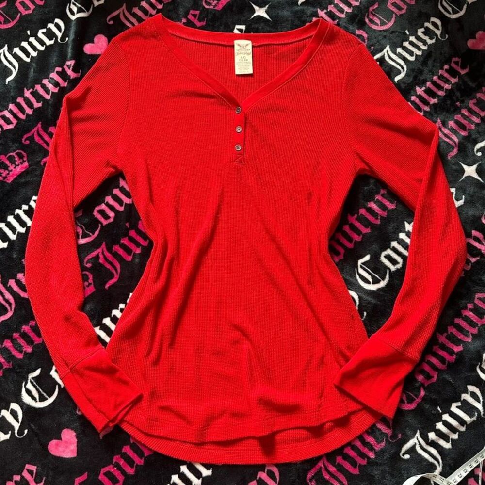 Y2K vintage Red Faded Glory Henley size L
